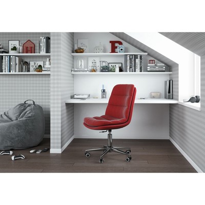 Кресло офисное Chairman Home 115, без подлокотников, на колёсиках, ткань, цвет коралл