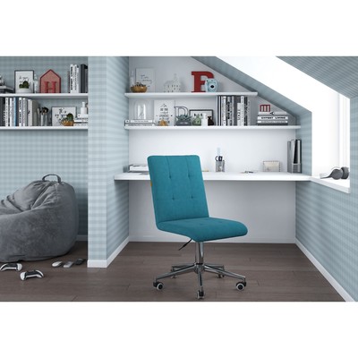 Кресло офисное Chairman 030, без подлокотников, на колёсиках, велюр, цвет бирюзовый/хром