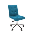 Кресло офисное Chairman 030, без подлокотников, на колёсиках, велюр, цвет бирюзовый/хром - Фото 2