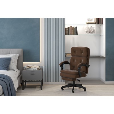 Кресло офисное Chairman 442 Т - 14, с подставкой для ног, на колёсиках, ткань, цвет коричневый