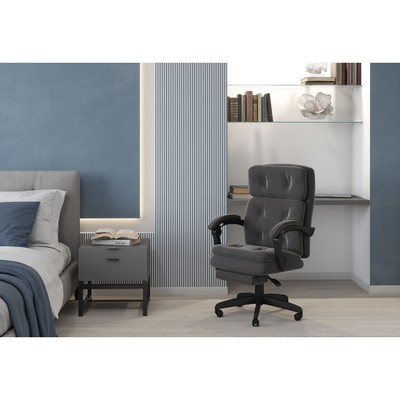 Кресло офисное Chairman 442 Т - 55, с подставкой для ног, на колёсиках, ткань, цвет серый