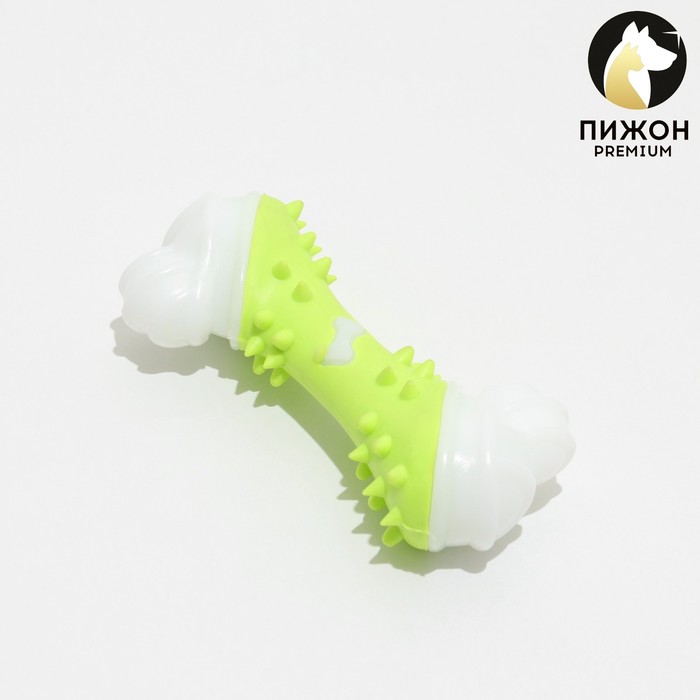 

Игрушка двухслойная (твердый и мягкий пластик) "Кость", 12 см, зелёная