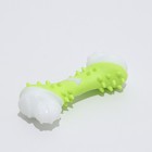 Игрушка двухслойная (твердый и мягкий пластик) "Кость", 12 см, зелёная - фото 6820072