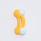 Игрушка двухслойная (твердый и мягкий пластик) "Изогнутая кость", 13 см желтая - фото 6820081