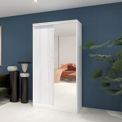 Шкаф - купе «Лофт», с зеркалом, 1200×620×2300 мм, цвет белый гладкий / дуб эльза