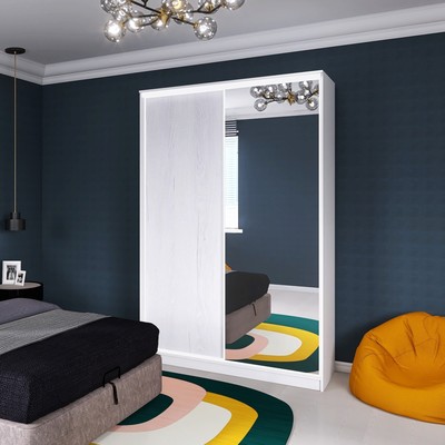 Шкаф - купе «Лофт», с зеркалом, 1500×620×2300 мм, цвет белый гладкий / дуб эльза