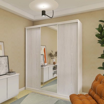 Шкаф - купе «Лофт», с зеркалом, 1800×620×2300 мм, цвет белый гладкий / дуб эльза