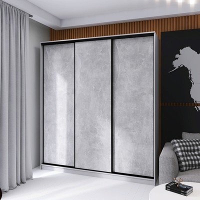 Шкаф – купе «Лофт», 2100×620×2300 мм, цвет серый шагрень / метрополитен грей