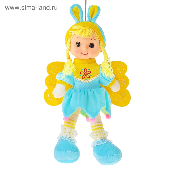 Мягкая игрушка кукла с крыльями шляпка сарафан голубое - Фото 1