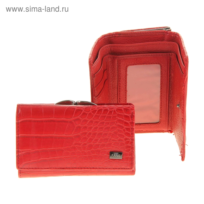 Кошелёк женский на кнопке, 2 отдела, матовый, красный - Фото 1