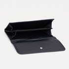 Кошелёк женский на кнопке, 19×2×9 см, однотонный, чёрный - Фото 3