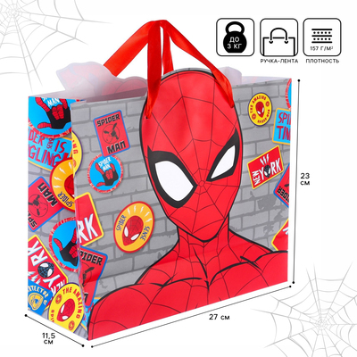 Пакет подарочный, 23х27х11.5 см, Человек-паук