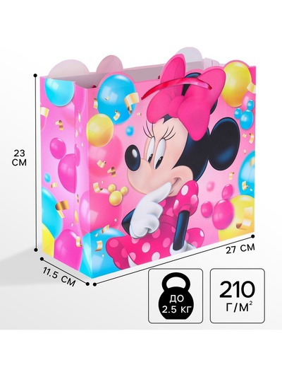 Пакет подарочный, 23×27×11.5 см, упаковка, Минни Маус