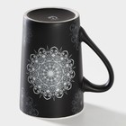 Кружка Доляна «Мандала», 380 мл, фарфор, белый узор - Фото 3