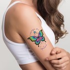 Татуировка на тело цветная двойная "Бабочка и цветок мехенди" 10,5х6 см - Фото 4
