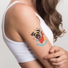 Татуировка на тело цветная двойная "Пёсики" 10,5х6 см - фото 8843735