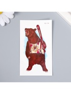 Переводная тату на тело цветная «Медведь с битой», 10.5×6 см 9323538