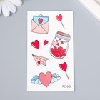 Татуировка на тело цветная "Любовные послания и сладости" 10,5х6 см - Фото 1