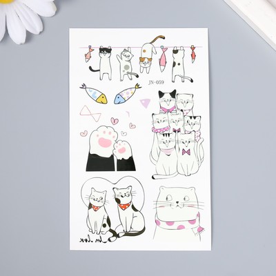 Переводные тату светящиеся «Коты. Аристократы», временные татуировки цветные, 12×7.5 см