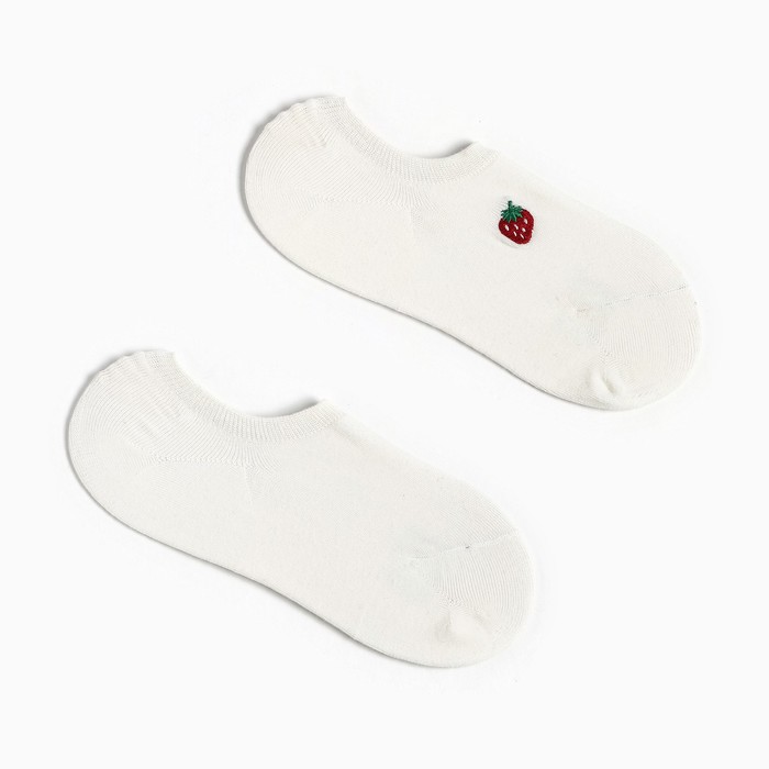 Носки женские укороченные MINAKU "Клубника" цвет белый, р-р 36-39 (23-25 см)   7488411 - Фото 1