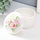 Шкатулка для украшений керамика «Цветочный сад. Горошек», белая, 8×8×8 см - Фото 2