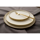 Блюдо фарфоровое сервировочное с бортиком Magistro Poursephona, d=20 см, бежевый - Фото 11