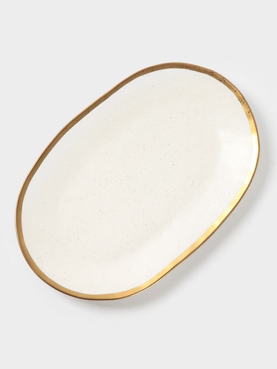 Блюдо сервировочное Magistro Poursephona, 37×24 см, фарфор, бежевое