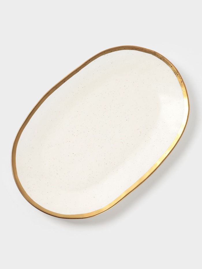 Блюдо сервировочное Magistro Poursephona, 37×24 см, фарфор, бежевое - Фото 1