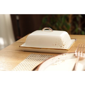 Маслёнка Magistro «Церера», 18×12 см, фарфор, белая  (артикул 9216770)  большой выбор товаров оптом и в розницу по низким ценам с доставкой