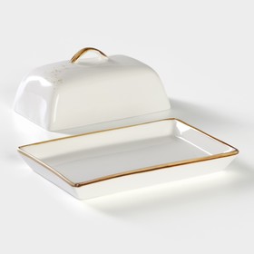 Маслёнка Magistro «Церера», 18×12 см, фарфор, белая