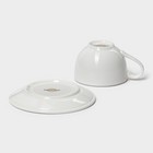 Кофейная пара фарфоровая Magistro La Perle, 2 предмета: чашка 100 мл, блюдце d=11,5 см, цвет белый - Фото 6