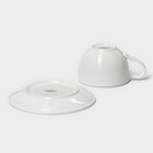 Чайная пара фарфоровая Magistro La Perle, 2 предмета: чашка 230 мл, блюдце d=15 см, цвет белый - Фото 6