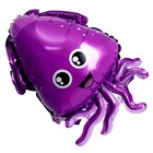Шар фольгированный 14" «Весёлый осьминог» фиолетовый - Фото 1