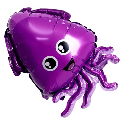 Шар фольгированный 14" «Весёлый осьминог» фиолетовый