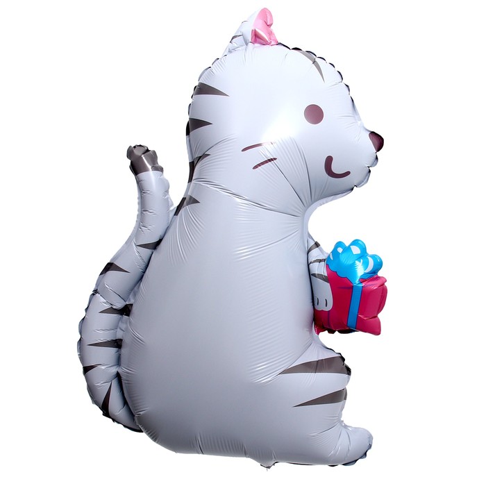 Шар фольгированный 32 «Милый котик с подарком»