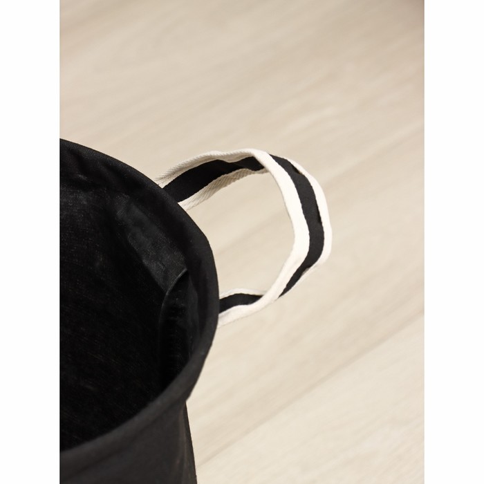 Корзина для белья круглая Доляна Laundry, 35×45 см, цвет чёрный - фото 1910576095
