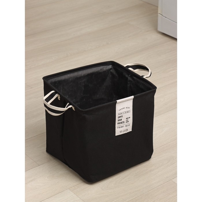 Корзина для белья квадратная Доляна Laundry, 33×33×33 см, цвет чёрный - фото 1910576100