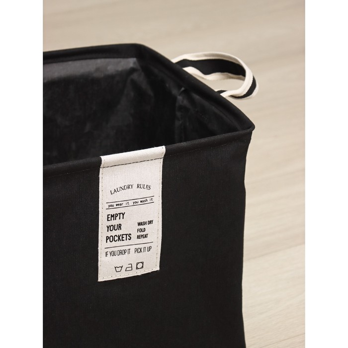 Корзина для белья квадратная Доляна Laundry, 33×33×33 см, цвет чёрный - фото 1910576101