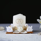 Свеча свадебная с лебедями, цвет бело-золотой - Фото 1