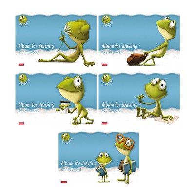 Альбом для рисования А4, 40 листов, на скрепке, «Лягушонок Ден», обложка мелованный картон, матовая ламинация, тиснение, блок 100 г/м², МИКС
