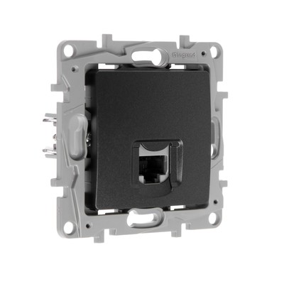 Розетка компьютерная RJ45 Legrand Etika, 1-ая, Антрацит