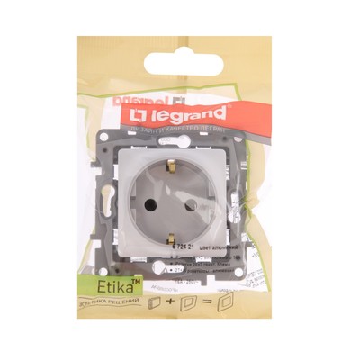 Розетка Legrand Etika 1-м, с/з, винтовые клеммы, 16А, 250 В, Алюминий