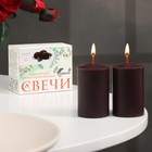 Набор свечей-столбиков 2 шт, 4х6 см, шоколадный трюфель - Фото 2