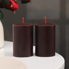 Набор свечей-столбиков 2 шт, 4х6 см, шоколадный трюфель - фото 1462901
