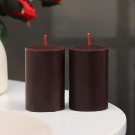 Набор свечей-столбиков 2 шт, 4х6 см, шоколадный трюфель