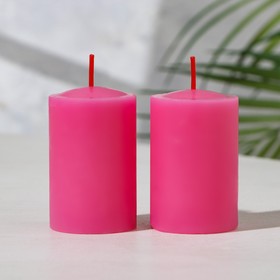 Набор свечей-столбиков 2 шт, 4х6 см, клубника