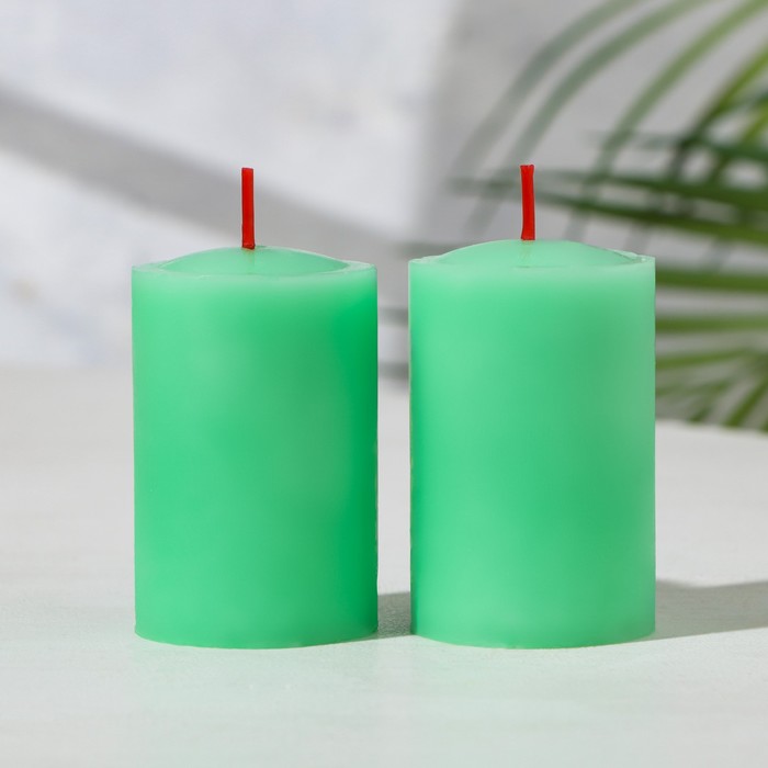 Набор свечей-столбиков 2 шт, 4х6 см, сандал - Фото 1