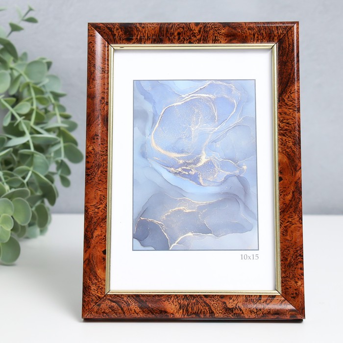 Фоторамка пластик "Офис 8" 10х15 см, карельская берёза (стекло) - Фото 1