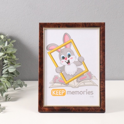 Фоторамка пластик "Офис 8" 15х21 см, карельская берёза (пластиковый экран)