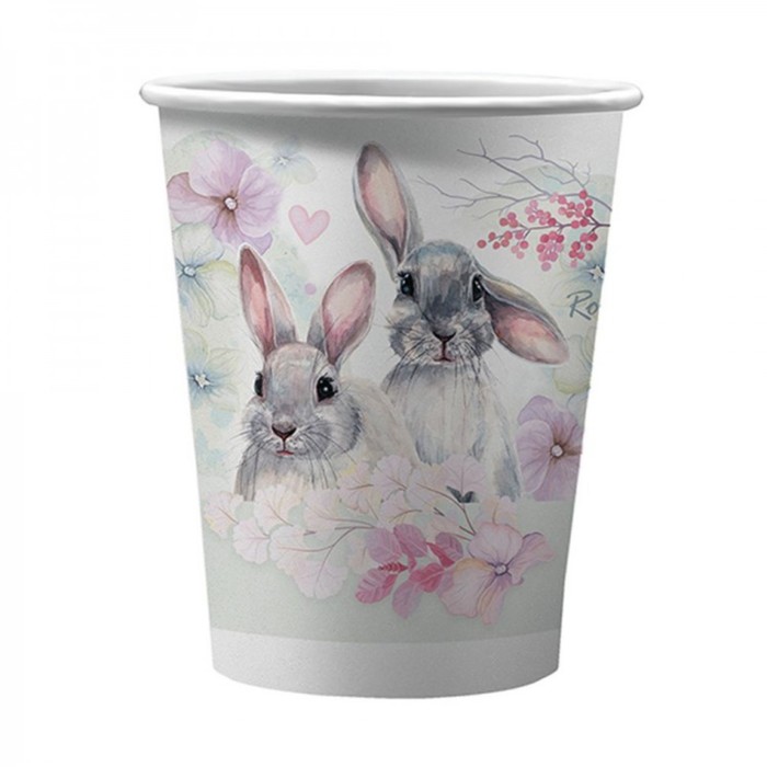 Набор бумажных стаканов «Кролики», (пастель), 6 штук, 250 мл - Фото 1